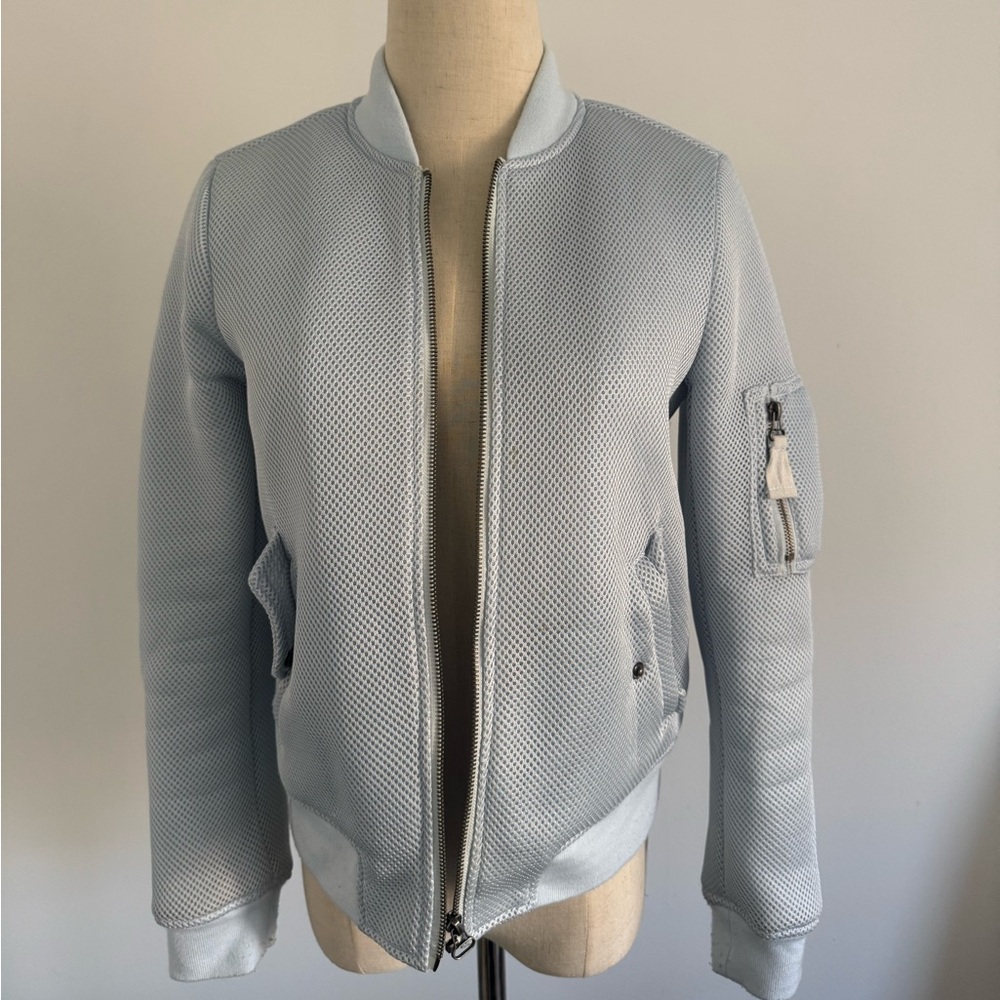 Design Lab Lord & Taylor Light Blue Bomber Jacket